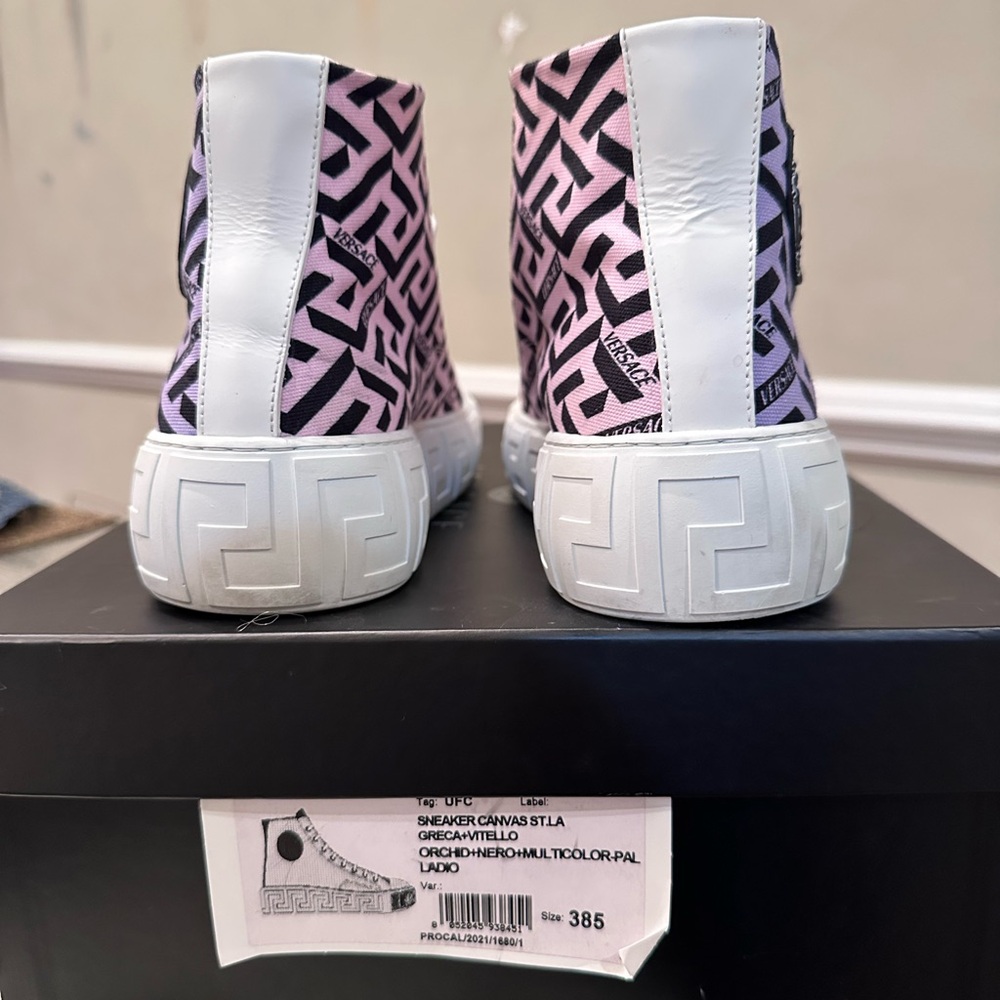 Authentic Versace La Greca Jacquard High-Top Sneakers size 38.5 - Picture 5 of 5
